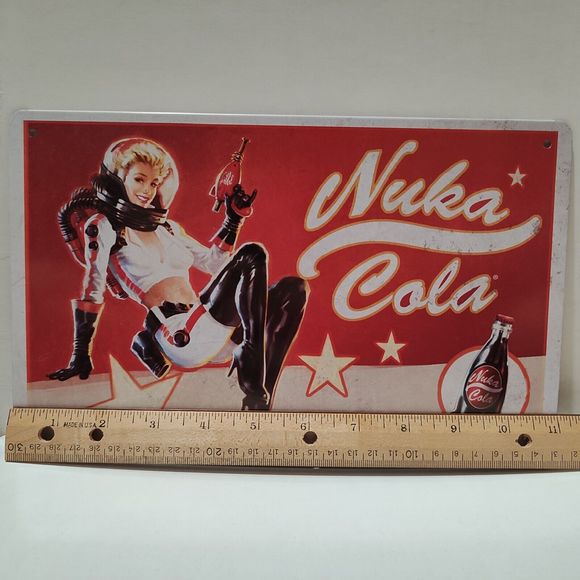 Fallout Nuka Cola Girl Metal Tin Sign Official Bethesda Collectible Display - Picture 4 of 4